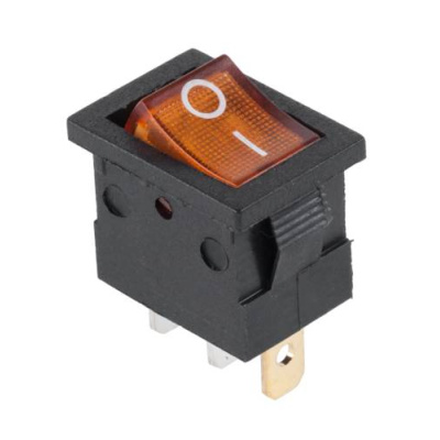 Prepínač kolískový mini 3pin 12V oranžový