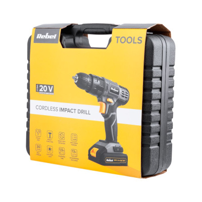 Akumulátorový vŕtací skrutkovač s príklepom 20V 2Ah REBEL TOOLS
