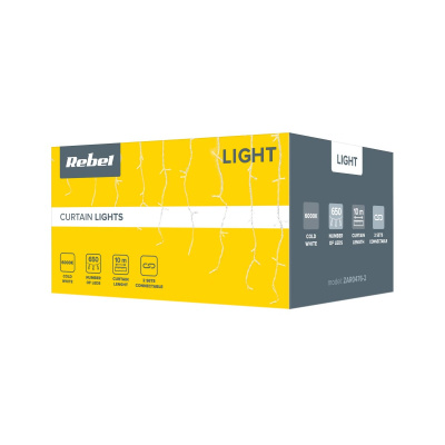 Svetelný záves 10m (660 led) studený biely, IP44, spojovateľný