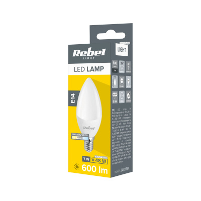 Žiarovka LED 7W E14 4000K 230V svieca Rebel