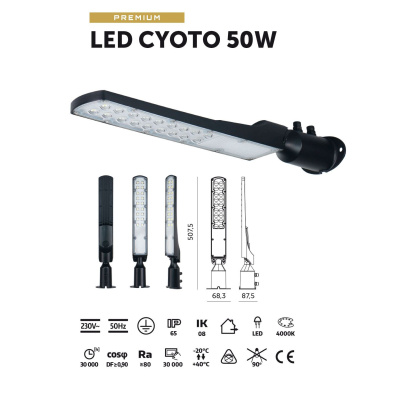 Pouličné LED svietidlo CYOTO 50W 4000K KOBI