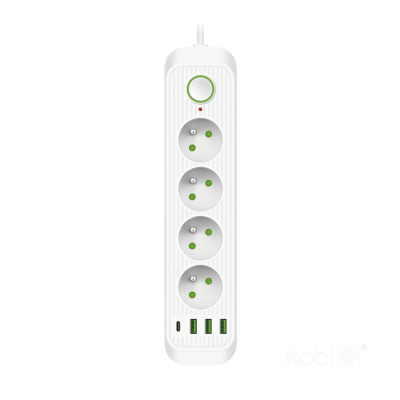 Predlžovací kábel 4x230V s 3xUSB A a 1xUSB C biely 3m