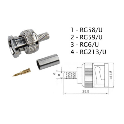 Konektor BNC RG6-U lisovací