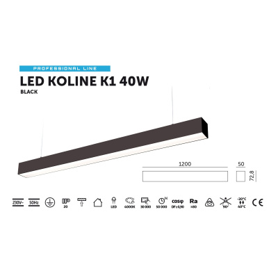 LED svietidlo KOLINE K1 40W 4000K čierne