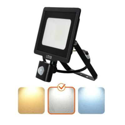 LED Reflektor 30W s detektorom pohybu 4000K čierny