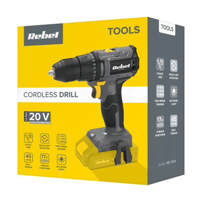 Akumulátorová vŕtačka skrutkovač 20V REBEL TOOLS - bez batérie