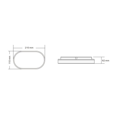 LED Svietidlo plafoniera ovál 15W 4000K čierne IP54 CABE ELWATT