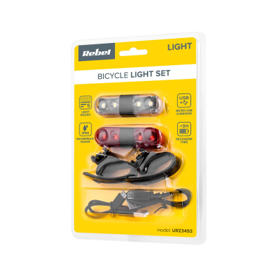 Sada svetiel na bicykel s USB káblom Rectangle REBEL