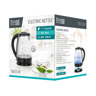Rýchlovarná kanvica TEESA 1,7l  2200W čierna