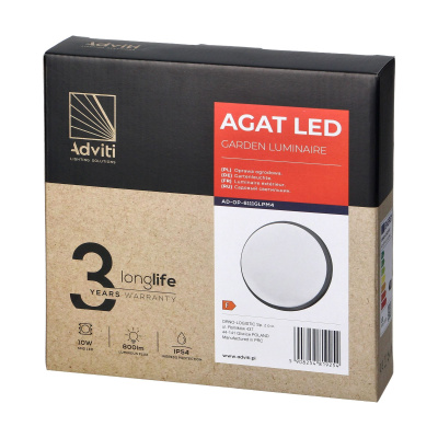 LED svietidlo AGAT 10W, 800lm, IP54, 4000K, grafit