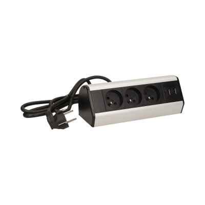 Predlžovacia zásuvka nábytková, 3x zásuvka 230V + 2x USB