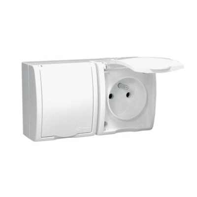 Zásuvka IP54 250 V Simon Aquarius dvojnásobná biela