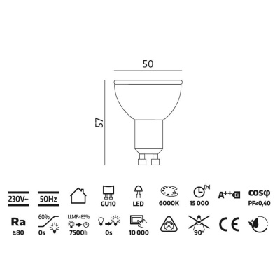 Žiarovka LED 1W  GU10  6000K