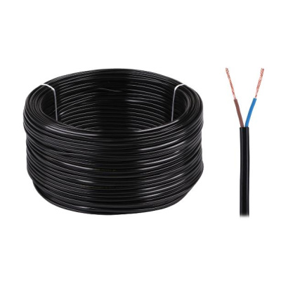 Kábel CYLY 2x0,75mm2 čierny oválny 100m