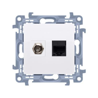 Zásuvka SAT "F" + RJ45 Simon 10 modul biela