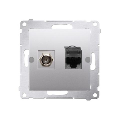 Zásuvka SAT "F" + RJ45 Simon 54 premium modul strieborná