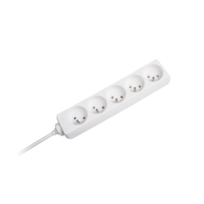 Predlžovací kábel 5 zásuviek, 5m, biela (3x1,5 mm) REBEL