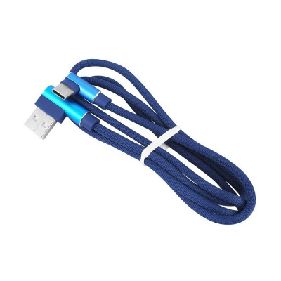 Kábel USB uhlový - USB typ C uhlový 1m modrý