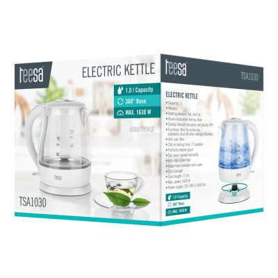 Rýchlovarná kanvica TEESA 1L 1630W biela