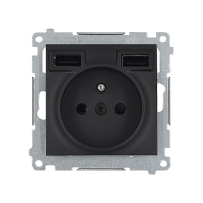 Zásuvka 250 V Simon 54 premium s USB nabíjačkou 2,1A/16A čierna