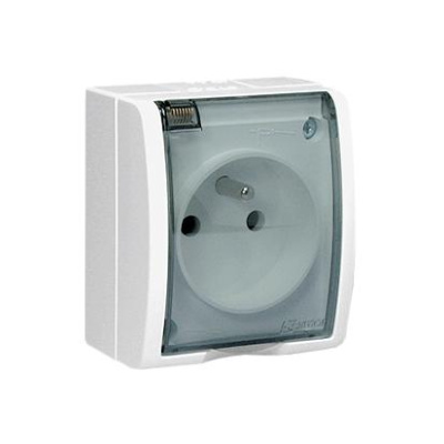 Zásuvka IP54 250 V Simon Aquarius jednonásobná bielo-transparent