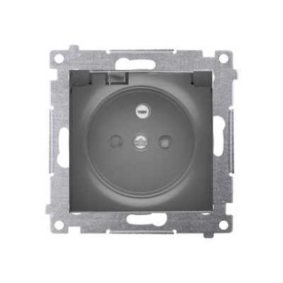 Zásuvka 250 V Simon 54 premium IP44 s clonkami čierna mat./trans