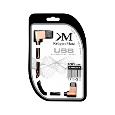 Kábel USB - USB typ C rohový 1m  3A Kruger&Matz