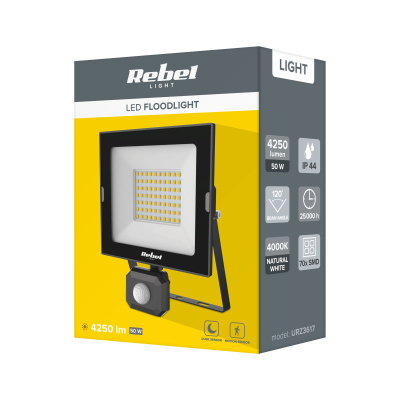 LED Reflektor 50W s detektorom pohybu 4000K Rebel