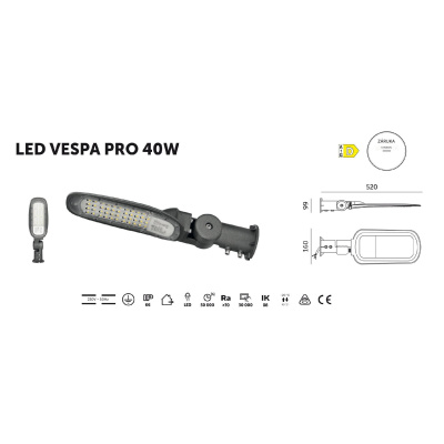 Pouličné LED svietidlo VESPA PRO 40W 4000K IP65 KOBI