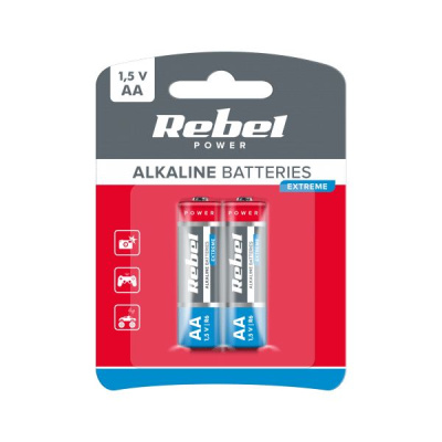 Batéria REBEL EXTREME alkalická  AA 1,5V LR06 (2ks)