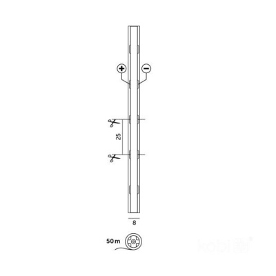 LED pás COB 6500K 12V 50m  IP20 TRAMO Kobi