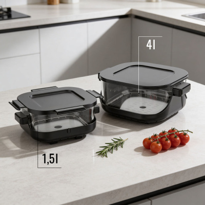 Teplovzdušná beztuková fritéza TEESA GLASS AIR FRYER 4L, 1,5 L