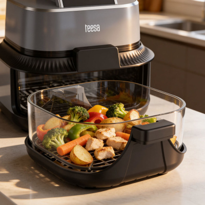 Teplovzdušná beztuková fritéza TEESA GLASS AIR FRYER 4L, 1,5 L