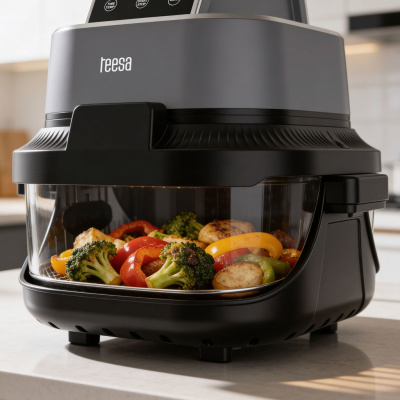 Teplovzdušná beztuková fritéza TEESA GLASS AIR FRYER 4L, 1,5 L