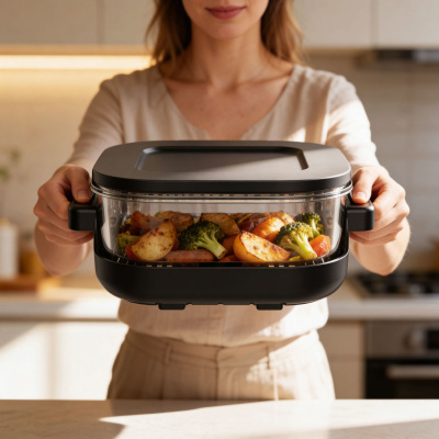 Teplovzdušná beztuková fritéza TEESA GLASS AIR FRYER 4L, 1,5 L