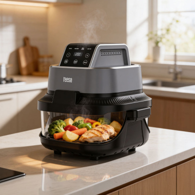 Teplovzdušná beztuková fritéza TEESA GLASS AIR FRYER 4L, 1,5 L