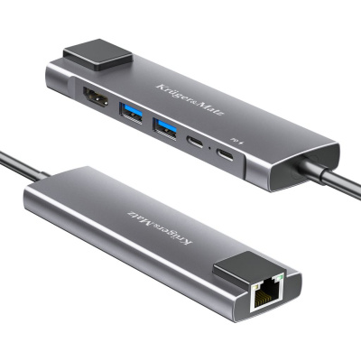 Adaptér (HUB) USB typu C na HDMI/2x USB3.0/2x USB typu C/RJ45