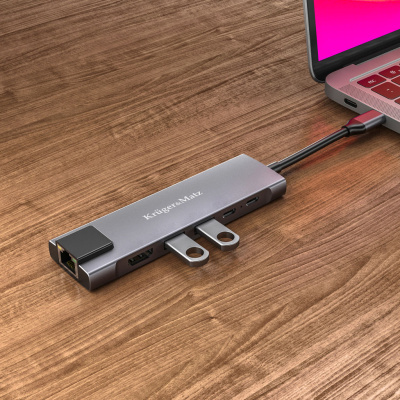 Adaptér (HUB) USB typu C na HDMI/2x USB3.0/2x USB typu C/RJ45