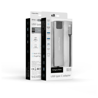 Adaptér (HUB) USB typu C na HDMI/2x USB3.0/2x USB typu C/RJ45