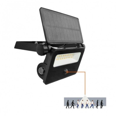 Solárny LED reflektor, 10W, 4000K. detektor pohybu, 3CCT, IP54