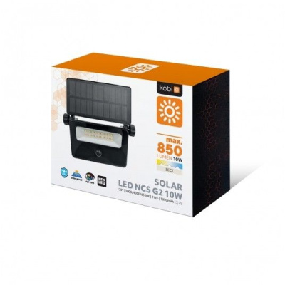 Solárny LED reflektor, 10W, 4000K. detektor pohybu, 3CCT, IP54