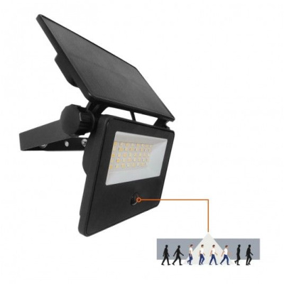 Solárny LED reflektor, 20W, 4000K. detektor pohybu, 3CCT, IP54