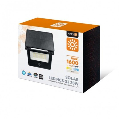 Solárny LED reflektor, 20W, 4000K. detektor pohybu, 3CCT, IP54