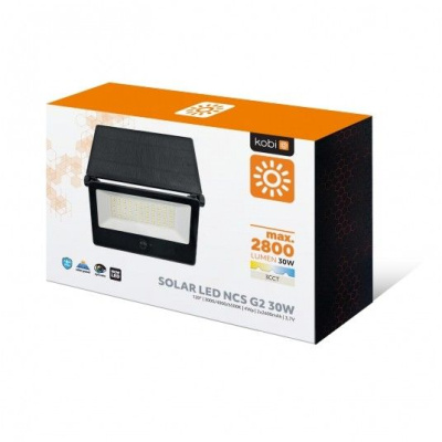 Solárny LED reflektor, 30W, 4000K. detektor pohybu, 3CCT, IP54