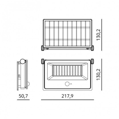 Solárny LED reflektor, 30W, 4000K. detektor pohybu, 3CCT, IP54