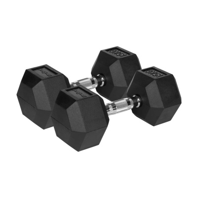 Liatinové jednoručky HEX 2x15 kg | Pogumovaný set na cvičenie