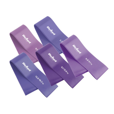 Sada odporových gúm Mini Band L | 5 ks | 2,3–18,2 kg | fialová