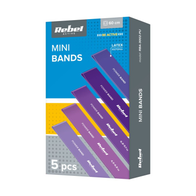 Sada odporových gúm Mini Band L | 5 ks | 2,3–18,2 kg | fialová