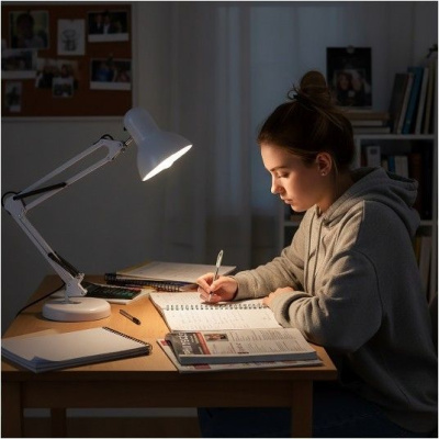 Stolná lampa AURIQ 1xE27 biela