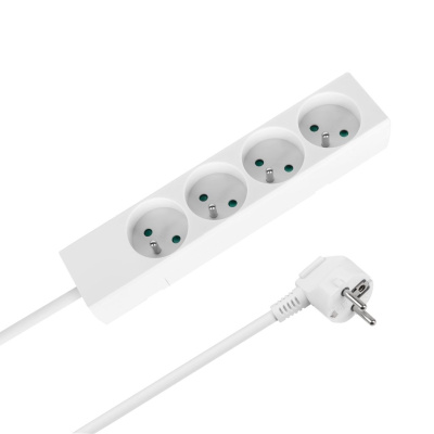 Predlžovací kábel 4 zásuvky, 3m, biely (3x1,5 mm2) REBEL